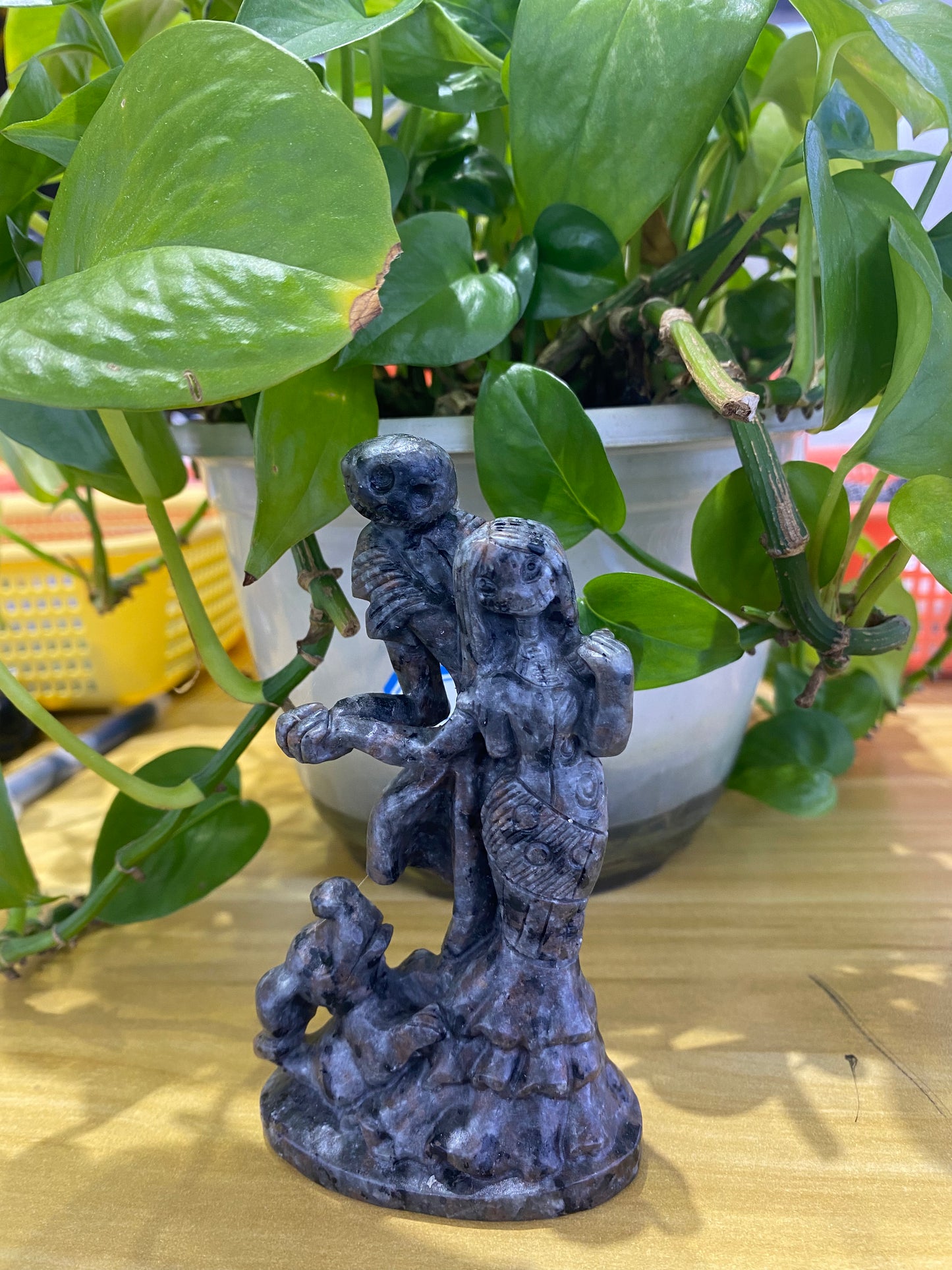 Jack and Sally Obsidian carving