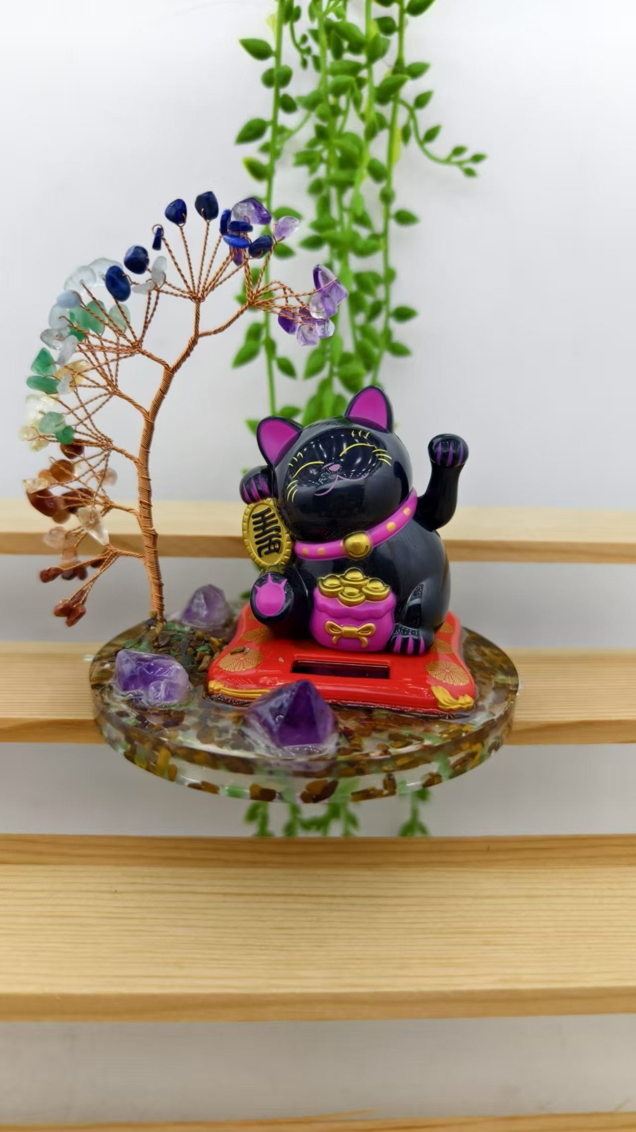 Lucky Cat Crystal Money Tree
